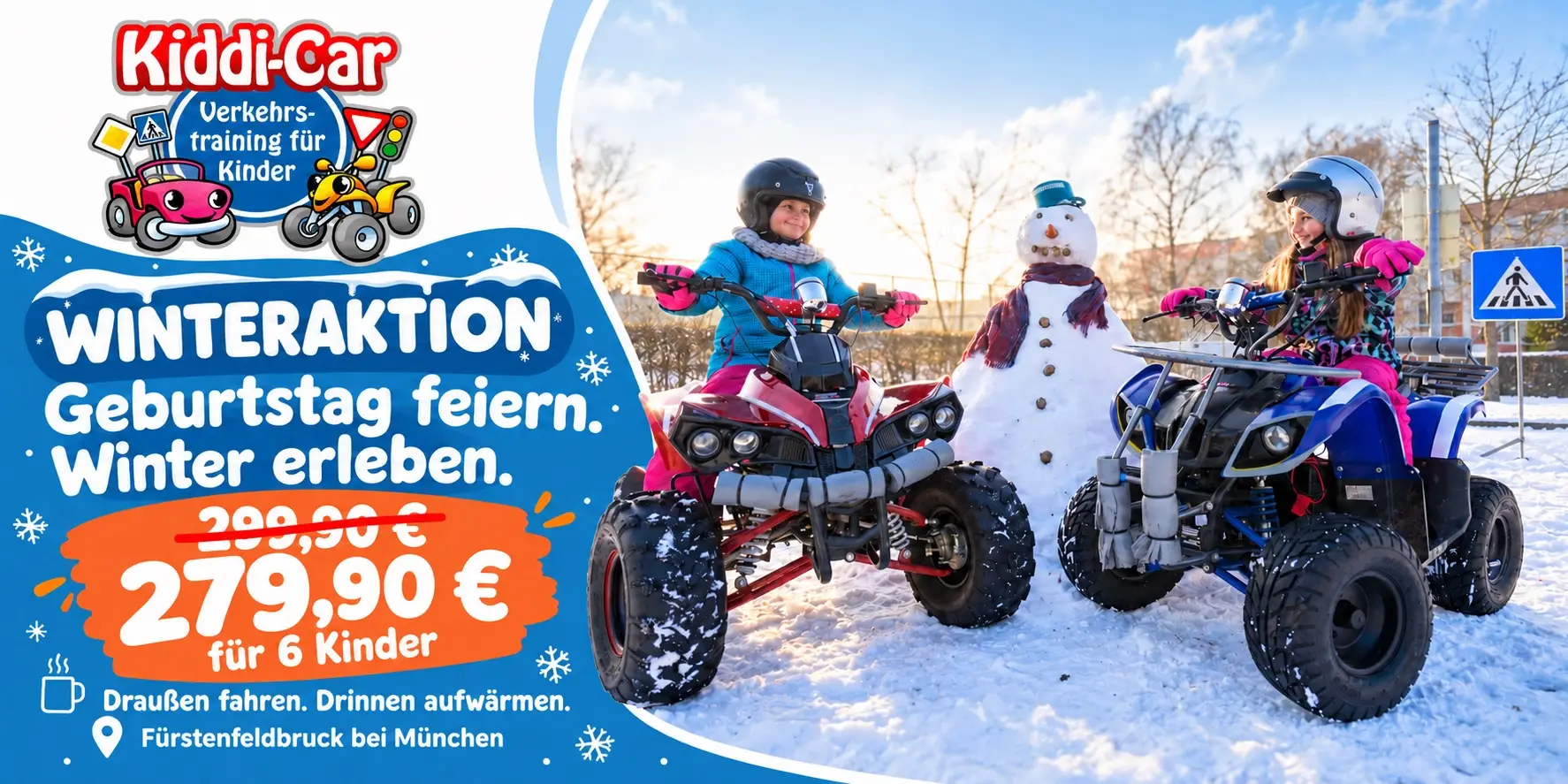 Kiddi-Car Winteraktion: Comfort-Wintergeburtstag f&uuml;r sechs Kinder jetzt 279,90 &euro; statt 299,90 &euro;.